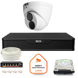 Zestaw monitoringu IP BCS Point 1x Kamera BCS-P-EIP28FWR3-Ai2 Rejestrator z dyskiem 1TB