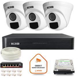 Zestaw monitoringu IP BCS Basic 3x Kamera BCS-B-EIP15FR3(2.0) Rejestrator z dyskiem 1TB