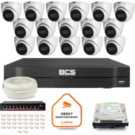 Zestaw monitoringu IP BCS Line 16x Kamera BCS-L-EIP14FSR3-AI1 Rejestrator z dyskiem 1TB