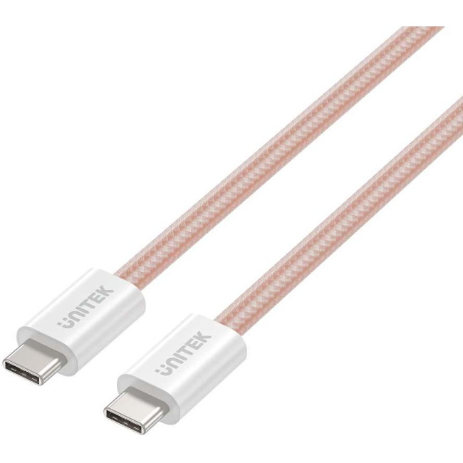 Kabel zwijany magnetycznie Unitek USB C PD 100W różowy 1m