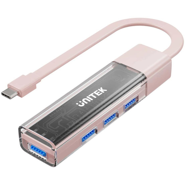 Unitek Hub dwukierunkowy USB C/USB A 5Gbps różowy