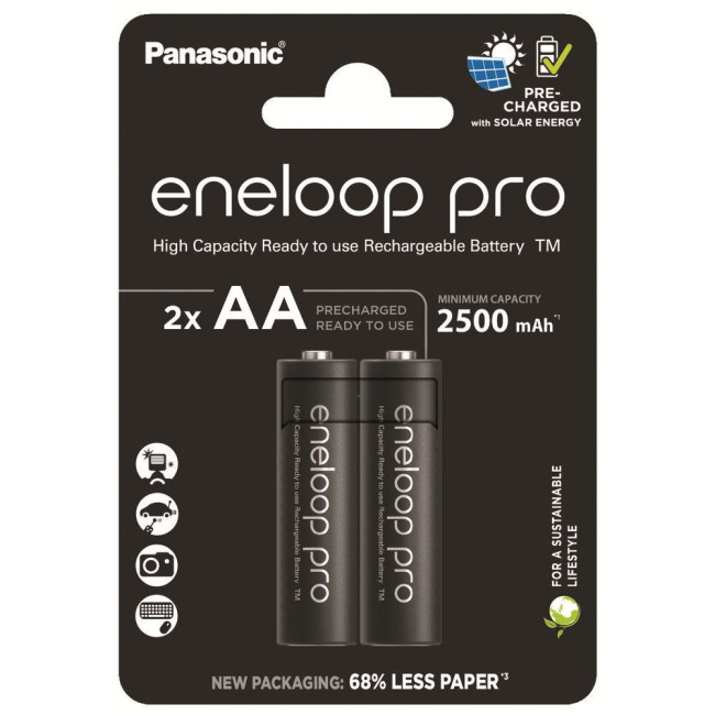 Akumulatorki R6 / AA Panasonic Eneloop PRO 2500mAh Ni-MH BK-3HCDE/2BE (blister 2 szt.)