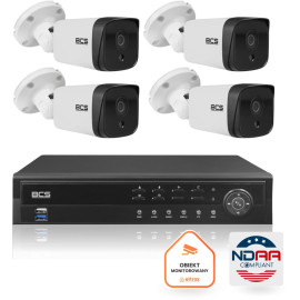 Zestaw monitoringu IP BCS Ultra 4x Kamera BCS-U-TIP35FSR3 Rejestrator Dysk 6TB Ultra zgodny z NDAA