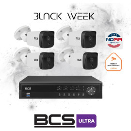 Zestaw monitoringu IP BCS Ultra 4x Kamera BCS-U-TIP35FSR3 Rejestrator Dysk 6TB Ultra zgodny z NDAA