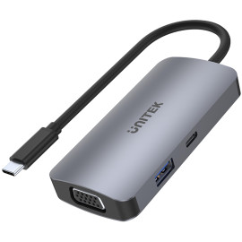 Unitek D1051A Hub USB-C 1xUSB 3.1 Gen1 VGA 2xHDMI PD MST