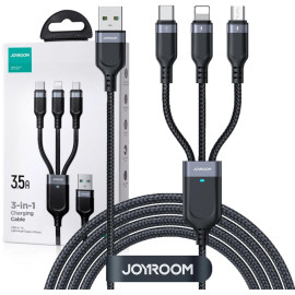 Kabel 3w1 USB-A / USB-C micro-USB Lightning Joyroom S-1T3018A18 120cm 2.4A w oplocie czarny