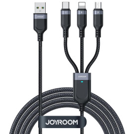 Kabel 3w1 USB-A / USB-C micro-USB Lightning Joyroom S-1T3018A18 120cm 2.4A w oplocie czarny