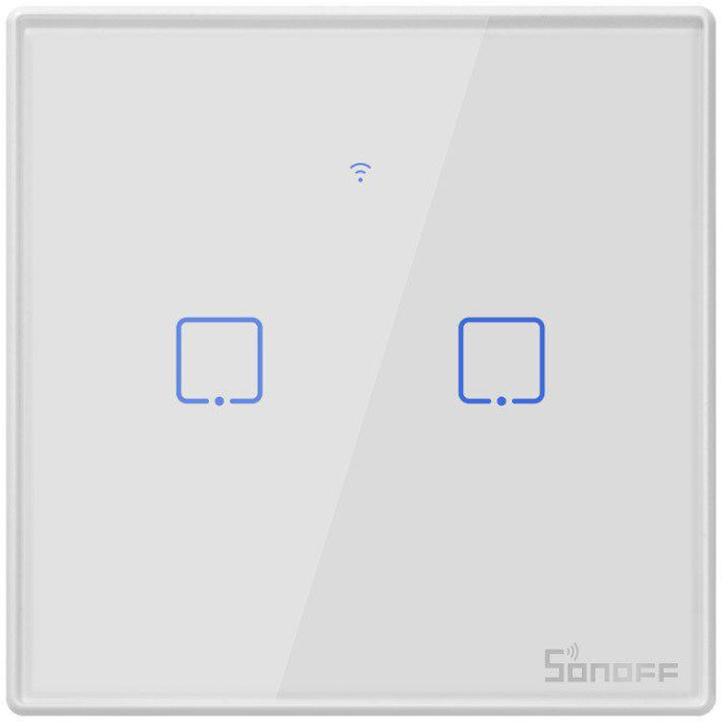 Dotykowy włącznik światła Sonoff WiFi + RF 433 T2 EU TX (2-kanałowy)