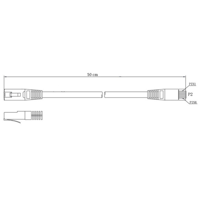 PATCHCORD U/UTP KAT.6 0,5m SZARY