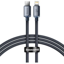 KABEL USB-C / Lightning iPhone Baseus Crystal CAJY000301 2m 20W PD QC CZARNY W OPLOCIE PREMIUM