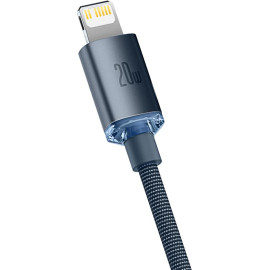 KABEL USB-C / Lightning iPhone Baseus Crystal CAJY000301 2m 20W PD QC CZARNY W OPLOCIE PREMIUM