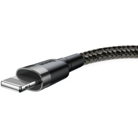 KABEL USB-A / Lightning iPhone Baseus Cafule CALKLF-AG1 50cm Apple 2.4A CZARNO-SZARY W OPLOCIE