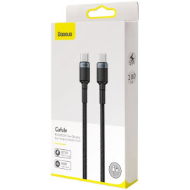 KABEL USB-C / USB-C Baseus Cafule CATKLF-ALG1 200cm 100W 5A PD 2.0 QC 3.0 CZARNO-SZARY W OPLOCIE