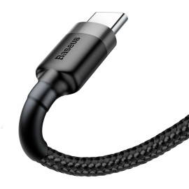 KABEL USB-A / USB-C Baseus Cafule CATKLF-UG1 300cm 3A QC 3.0 CZARNO-SZARY W NYLONOWYM OPLOCIE