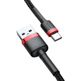 KABEL USB-A / USB-C Baseus Cafule CATKLF-C91 200cm 2A QC 3.0 CZARNO-CZERWONY W OPLOCIE