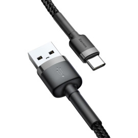 KABEL USB-A / USB-C Baseus Cafule CATKLF-BG1 100cm 3A QC 3.0 CZARNO-SZARY W NYLONOWYM OPLOCIE