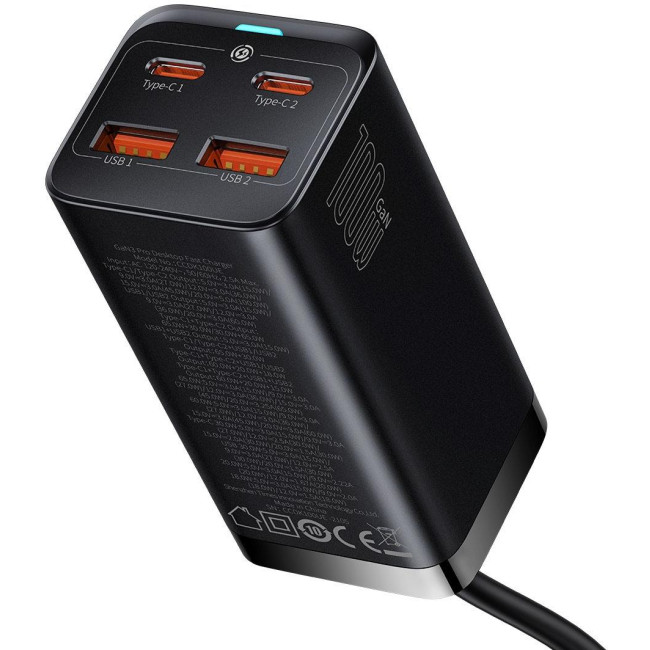 ŁADOWARKA SIECIOWA Baseus GaN 3 Pro Desktop Fast Charger CCGP000101 100W 2x USB-A 2x USB-C PD 3.0 QC 4.0+