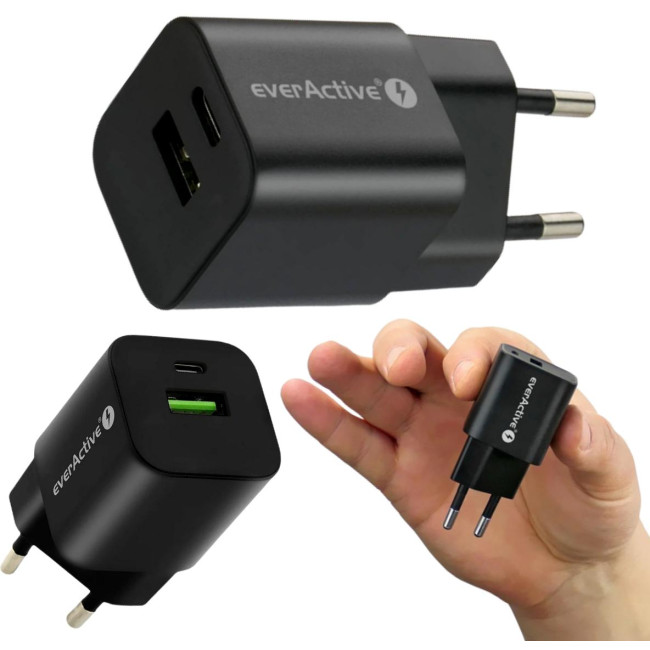 ŁADOWARKA SIECIOWA everActive GaN SC-390QB 30W 1xUSB-C 1xUSB-A PD PPS