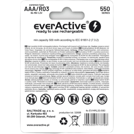 Akumulatorki AAA / R03 Ni-MH everActive 550mAh Infinity Line 3000 cykli (blister 4 szt.)