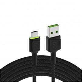 KABEL USB-A / USB-C Green Cell RAY 200cm ZIELONY LED QUICK CHARGE 3.0 KABGC13