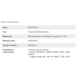 ACO CDN-P-M NT Ramka natynkowa średnia CDN z daszkiem, do CDNP5/6, CDNC/B, CDNA