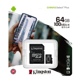 Karta pamięci microSD Kingston Canvas Select Plus microSDHC C10 UHS-I 64GB